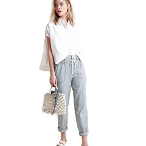 Linen Anthropologie Striped Pants